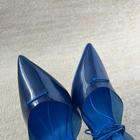 Aldo Blue Clear Pointed Toe D'Orsay Strappy Corset High Heels Shoes 9 - Picture 7 of 9